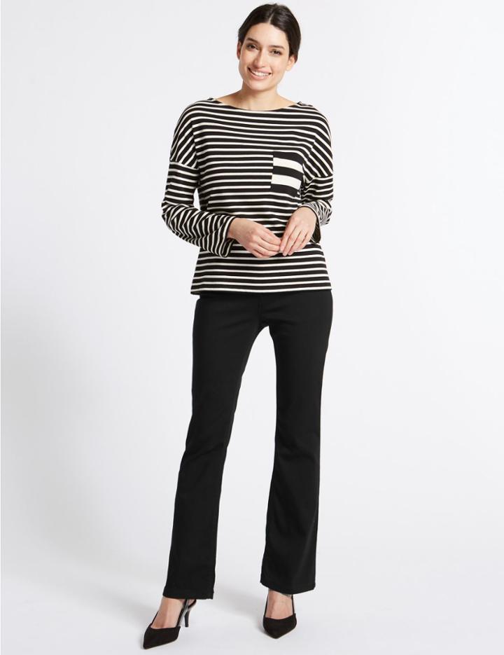 Marks & Spencer Sateen Roma Rise Bootcut Jeans Black
