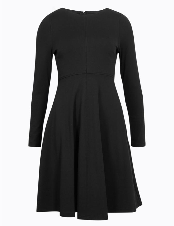 Marks & Spencer Petite Fit & Flare Midi Dress Black
