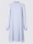 Marks & Spencer Spotted Long Sleeve Swing Dress Blue