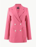 Marks & Spencer Cotton Rich Double Breasted Blazer Pink