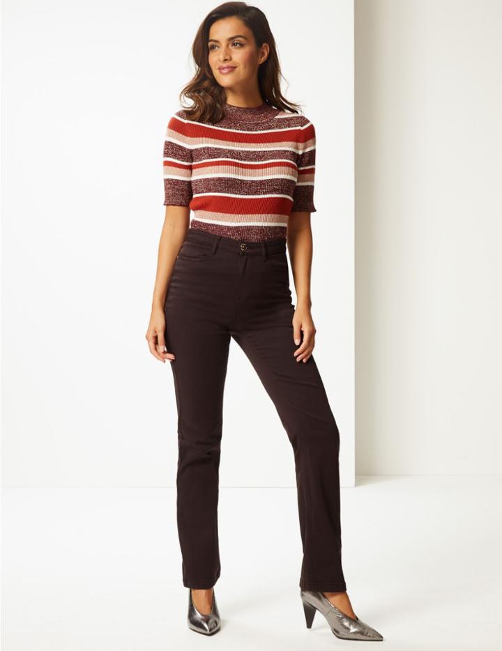 Marks & Spencer Straight Leg Roma Rise Jeans Chocolate