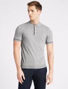 Marks & Spencer Supima&reg; Cotton Short Sleeve Knitted Polo Shirt Oatmeal