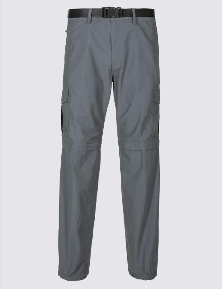 Marks & Spencer Regular Cotton Rich Trekking Trousers With Belt Blue