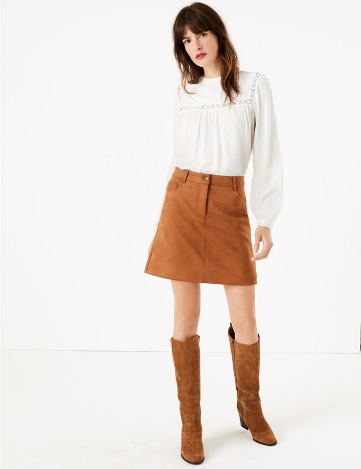 Marks & Spencer Lace Insert Shell Top Winter White