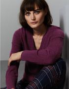 Marks & Spencer Pure Cashmere V-neck Jumper Plum Mix