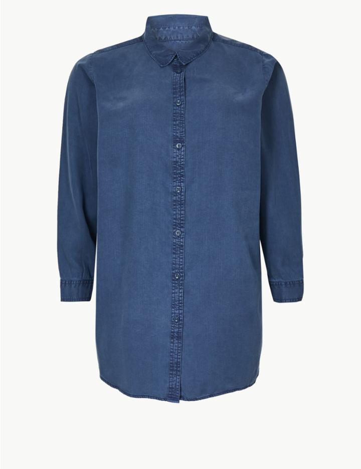 Marks & Spencer Curve Long Sleeve Shirt Chambray