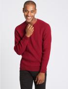 Marks & Spencer Cotton Rich Raglan Slim Fit Jumper Red