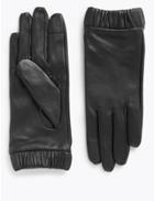 Marks & Spencer Touchscreen Leather Cuffed Gloves Black