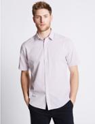 Marks & Spencer Pure Cotton Striped Shirt Lilac