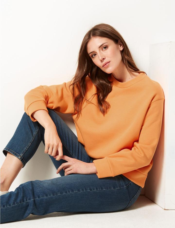 Marks & Spencer Cotton Rich Long Sleeve Sweatshirt Mandarin