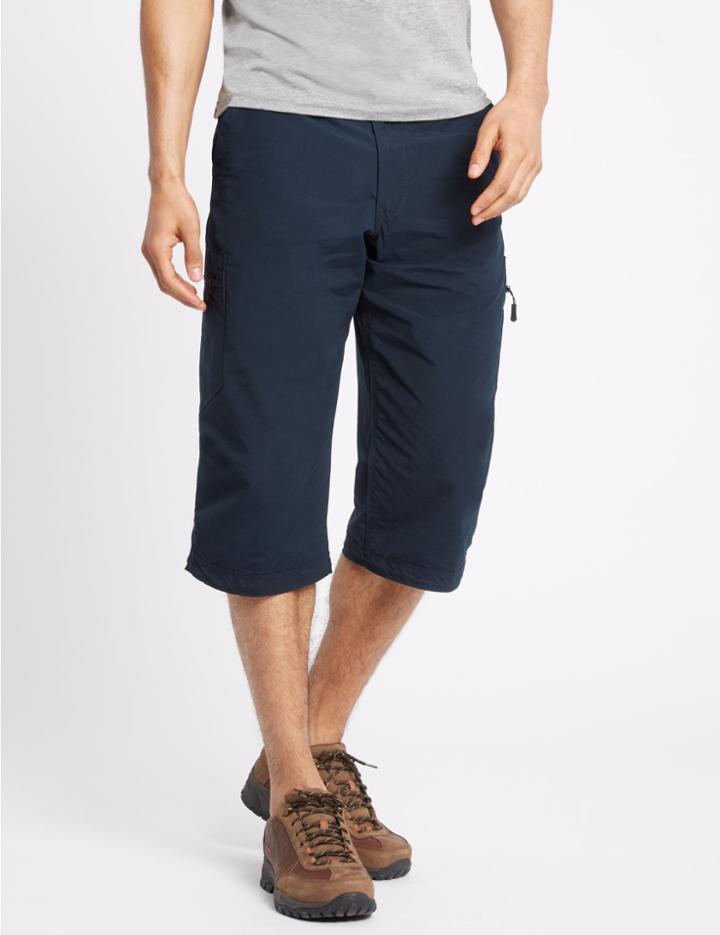 Marks & Spencer Cotton Rich 3/4 Leg Trekking Shorts Navy
