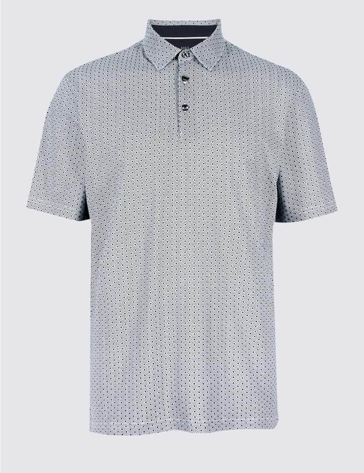 Marks & Spencer Regular Fit Pure Cotton Polo Shirt White Mix