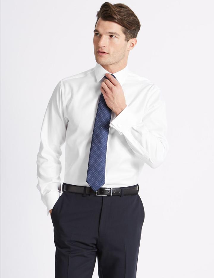 Marks & Spencer Regular Fit Classic Collar Double Cuff Shirt White