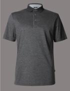 Marks & Spencer Pure Cotton Textured Polo Shirt Grey