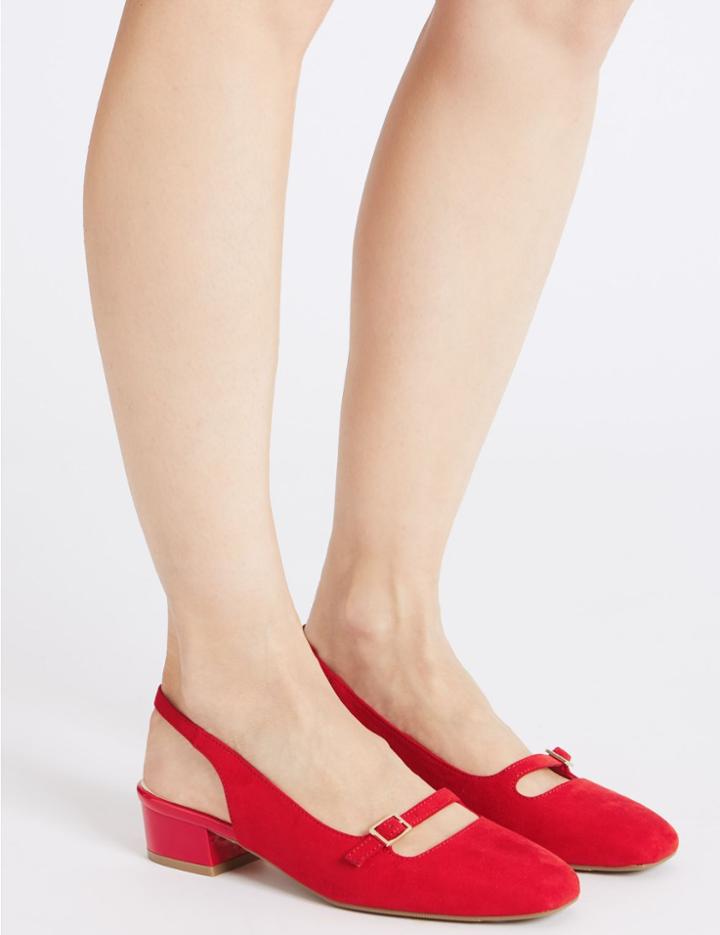Marks & Spencer Block Heel Slingback Court Shoes Red