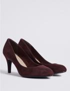 Marks & Spencer Wide Fit Stiletto Almond Toe Court Shoes Oxblood