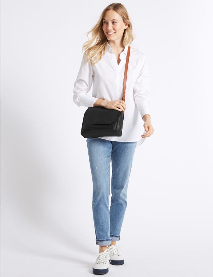 Marks & Spencer Leather Cross Body Bag Black Mix