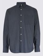 Marks & Spencer Pure Cotton Regular Fit Luxury Shirt Navy