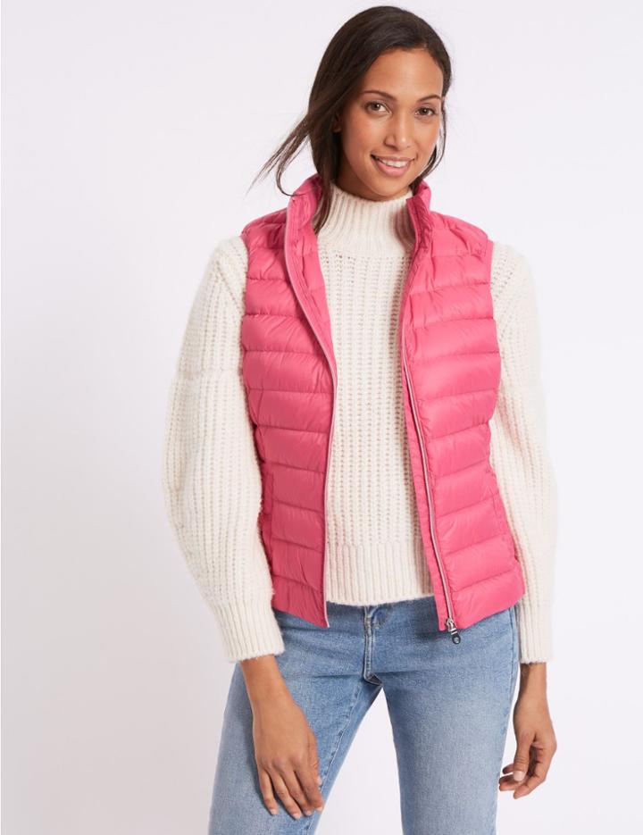 Marks & Spencer Lightweight Down & Feather Gilet With Stormwear&trade; Very Pink