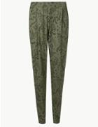 Marks & Spencer Jersey Tapered Peg Trousers Khaki Mix