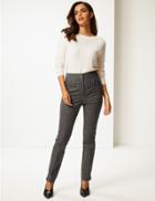 Marks & Spencer Cotton Rich Textured Slim Leg Trousers Charcoal Mix