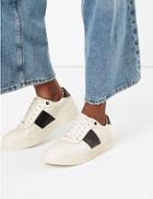 Marks & Spencer Leather Suede Panel Lace Up Trainers Blue Mix