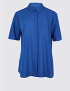 Marks & Spencer Crepe Half Sleeve Shirt Blue