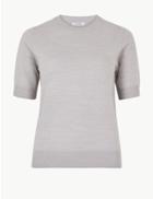 Marks & Spencer Cashmilon&trade; Textured Round Neck Jumper Light Grey