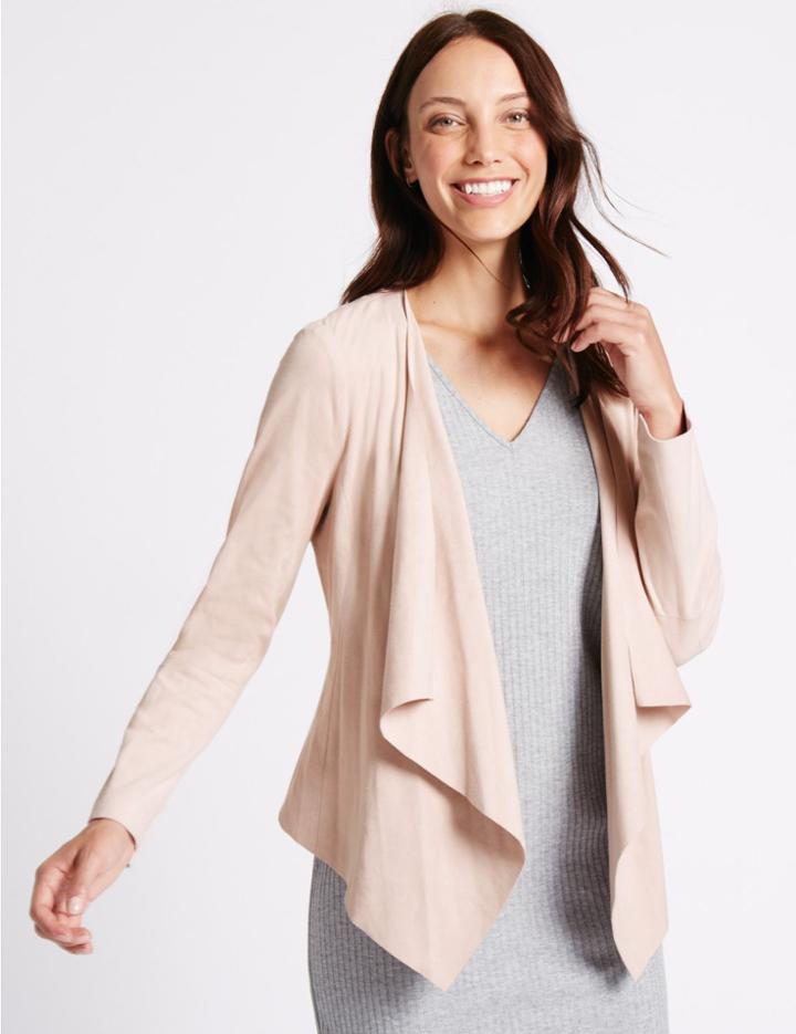 Marks & Spencer Suedette Waterfall Jacket Petal Pink