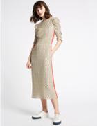 Marks & Spencer Floral Print Half Sleeve Swing Midi Dress Ivory Mix