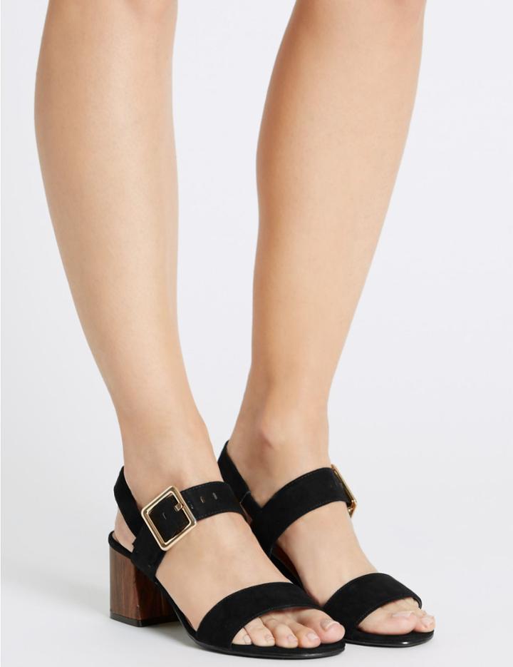 Marks & Spencer Block Heel Buckle Sandals With Insolia&reg; Black
