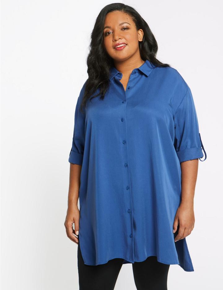 Marks & Spencer Curve Half Sleeve Shirt Chambray