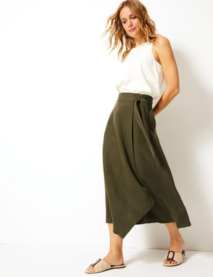 Marks & Spencer Wrap Midi Skirt Khaki