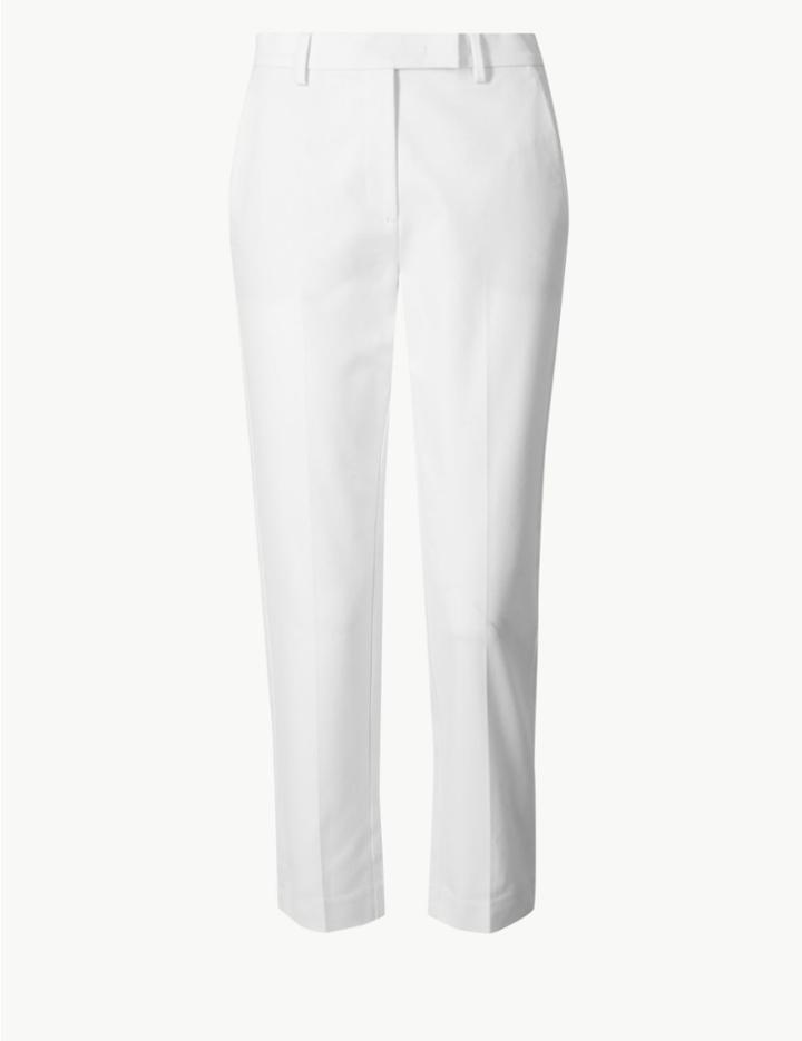 Marks & Spencer Petite Slim Leg Trousers Winter White
