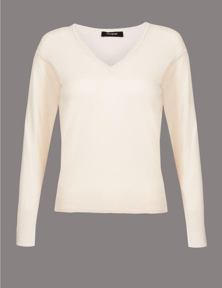 Marks & Spencer V-neck Long Sleeve Jumper Champagne
