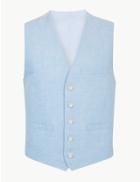 Marks & Spencer Tailored Fit Linen Waistcoat Light Blue