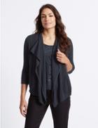 Marks & Spencer Lace Front 3/4 Sleeve Cardigan Navy
