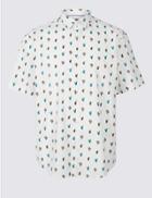 Marks & Spencer Pure Cotton Slim Fit Cactus Print Shirt White Mix