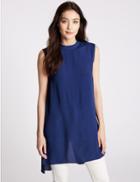 Marks & Spencer Back Split Sleeveless Longline Tunic Rich Blue
