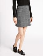 Marks & Spencer Checked Jersey Mini Skirt Charcoal Mix
