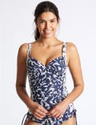 Marks & Spencer Secret Slimming&trade; Ruched Printed Tankini Top Navy Mix