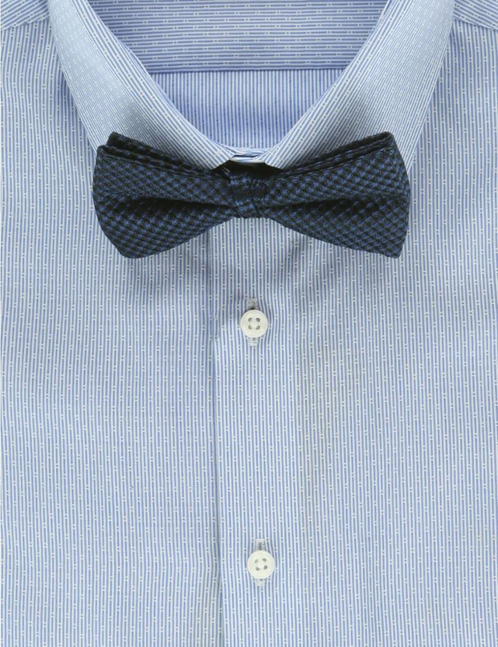 Marks & Spencer Pure Silk Waffle Textured Bow Tie Navy