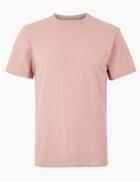 Marks & Spencer Pure Cotton Crew Neck T-shirt Pink