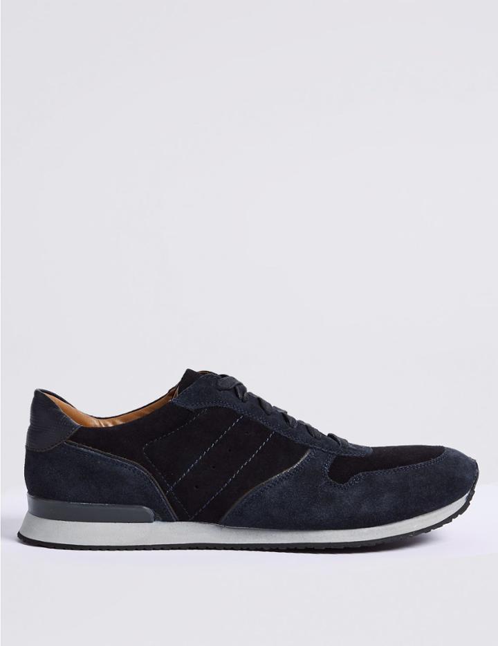 Marks & Spencer Suede Lace-up Casual Trainers Navy