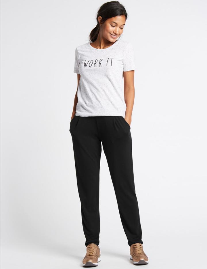 Marks & Spencer Jersey Tapered Leg Trousers Black