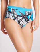 Marks & Spencer Floral Print High Waisted Swim Bottoms Blue Mix