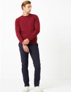 Marks & Spencer Merino Wool Crew Neck Jumper Red