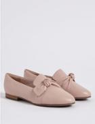 Marks & Spencer Wide Fit Leather Knot Pumps Blush