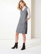 Marks & Spencer Checked V-neck Tunic Dress Blue Mix
