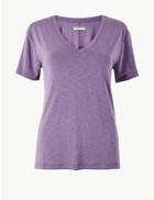 Marks & Spencer Modal V Neck T-shirt Soft Violet